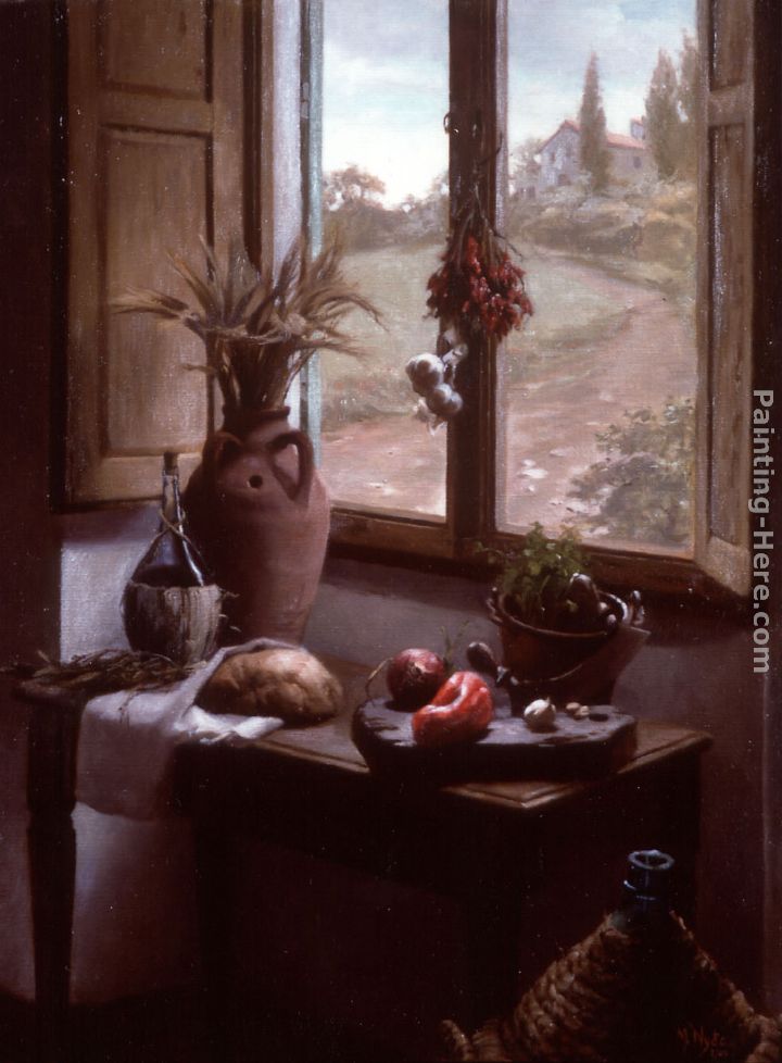 Still Life with a View ( Interior with Landscape through a Window) painting - Maureen Hyde Still Life with a View ( Interior with Landscape through a Window) art painting